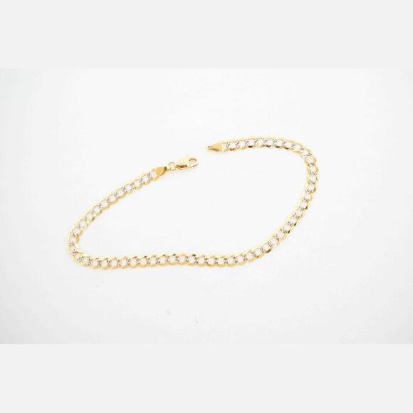 Estate 14k Yellow Gold Cuban Style Bracelet 8.5" Lobster Cla - Picture 1 of 6